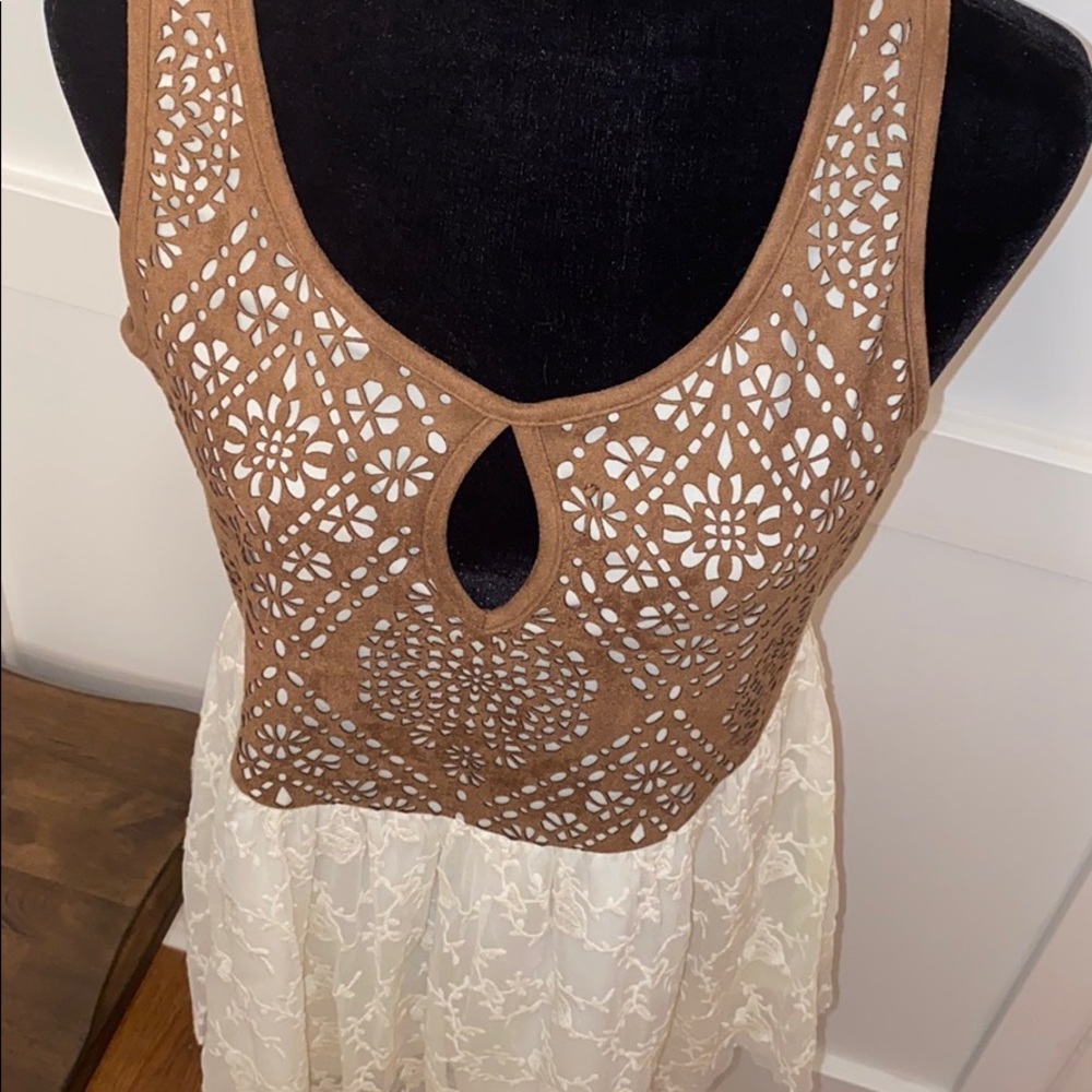 gimmicks by BKE lace and suede tank NWOT